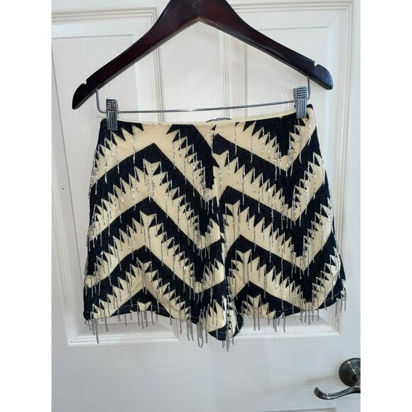 Nasty Gal Womens Embroidered Zig Zag Tassel Beaded Shorts Size 4 (27) - Picture 7 of 10
